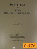 Gould & Eberhardt-Gould Eberhardt Parts List 16 Speed Tool Room Industrial Shapers Manual-#16-No. 16-06